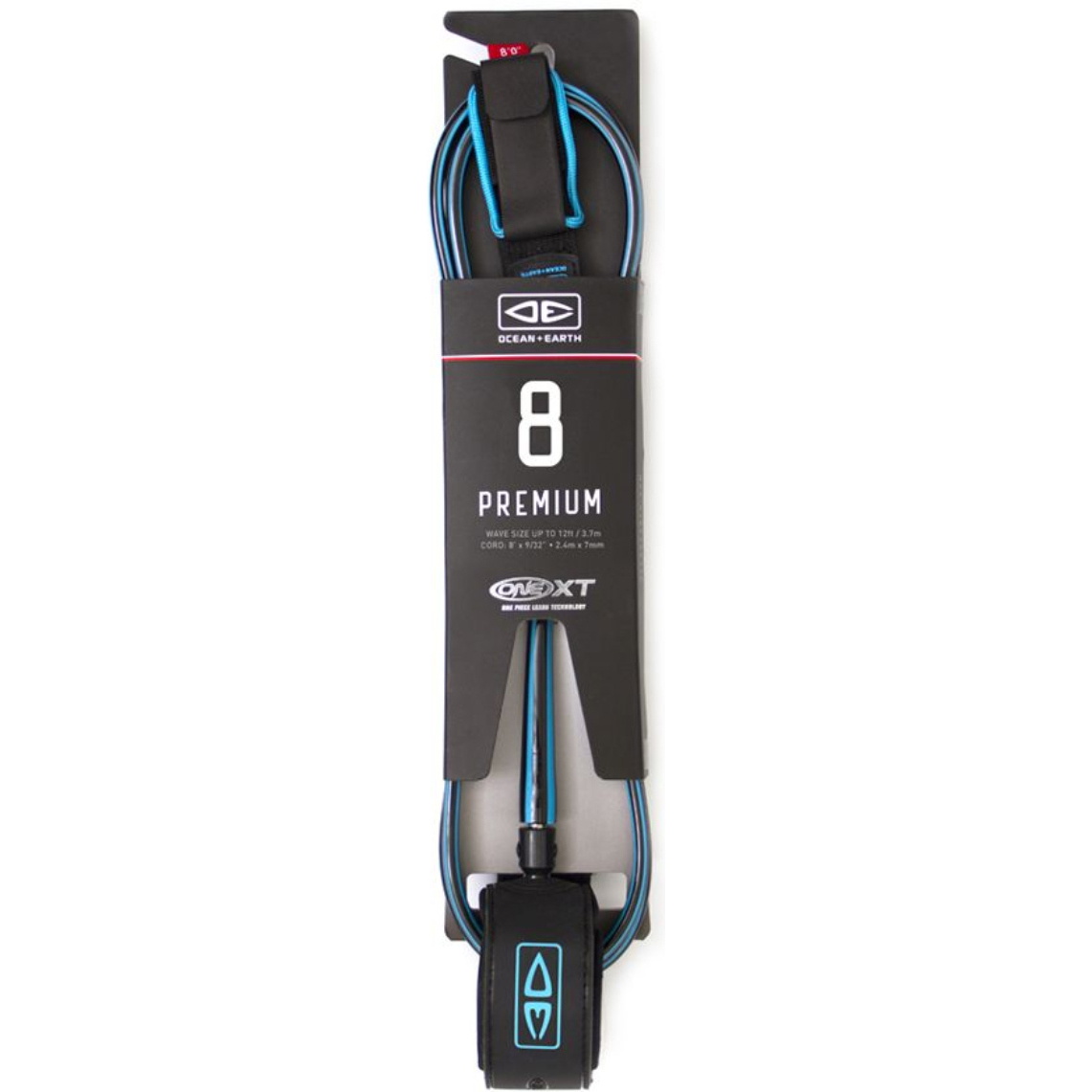 2025 Ocean and Earth 8’0 One-Xt Premium Leash LP80XTBLU - Blue